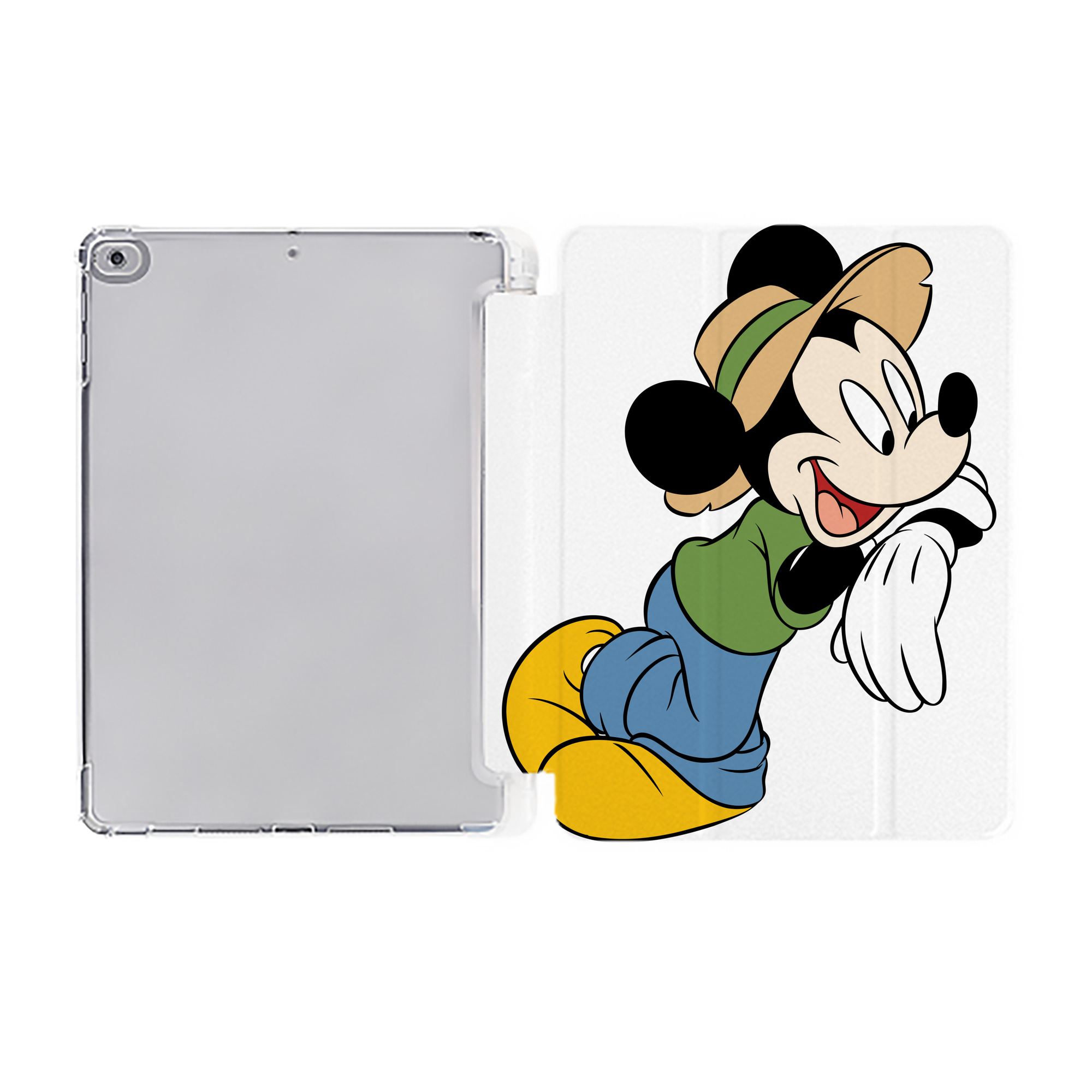 （画像用） ミッキーマウス Mickey Mouse IPad ケース ペン収納付き 三つ折りスタンド PUレザー×シリコン 対応機種9.5/10.5/10.9インチ